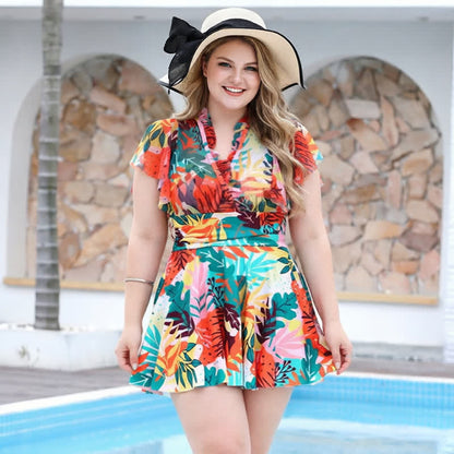 Maillot de bain élégant en maille à épaules dénudées - Orange - 5XL - image 1
