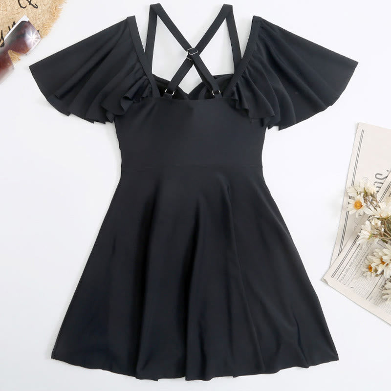 Maillot de bain noir dos croisé, coupe trapèze - Noir - 5XL - image 6