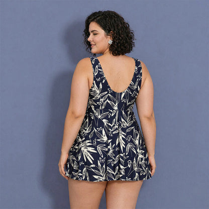 Maillot de bain imprimé feuilles marine - Bleu marine - 5XL - image 4