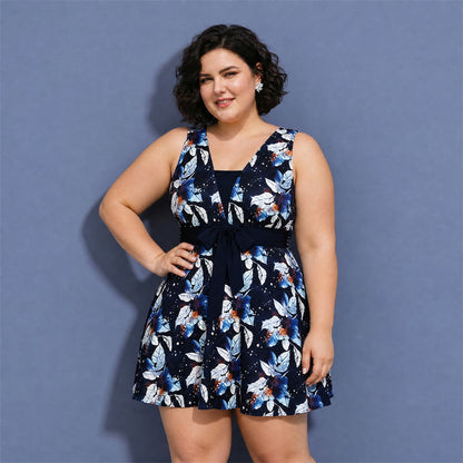 Maillot de bain imprimé feuilles marine - Bleu foncé - 5XL - image 2