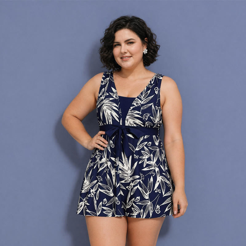 Maillot de bain imprimé feuilles marine - image 9