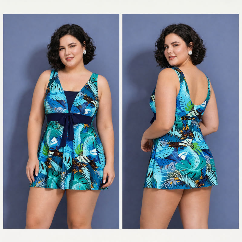 Maillot de bain imprimé feuilles marine - image 8