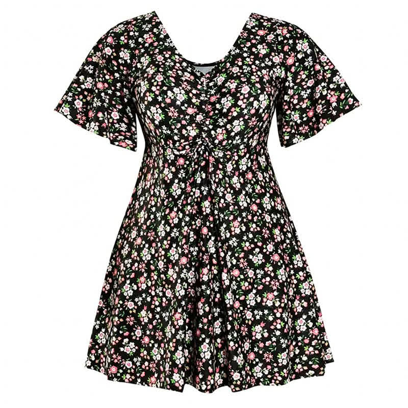 Maillot de bain bleu tropical à fleurs et col en V - UN - 7XL - image 12