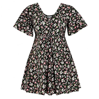 Maillot de bain bleu tropical à fleurs et col en V - UN - 7XL - image 12
