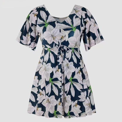 Maillot de bain noir à fleurs torsadées sur le devant - image 6