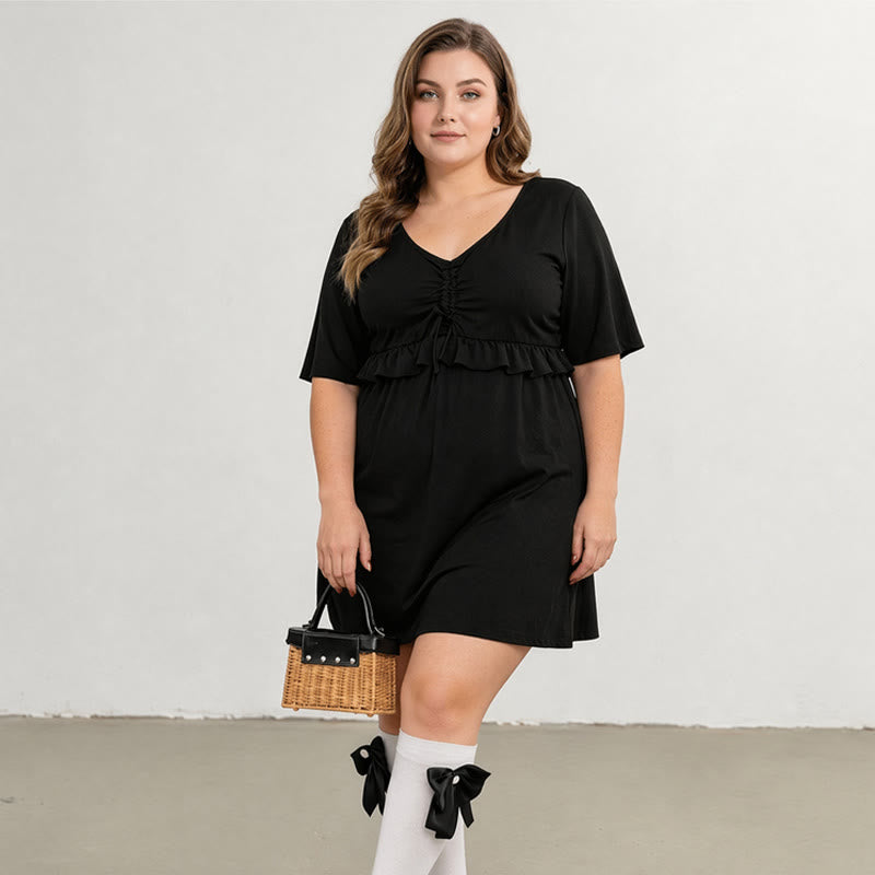 Maillot de bain noir à manches en résille et volants - image 1