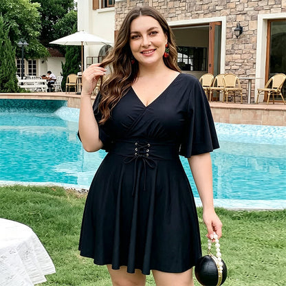 Maillot de bain noir à nouer à la taille - Noir - 5XL - image 0