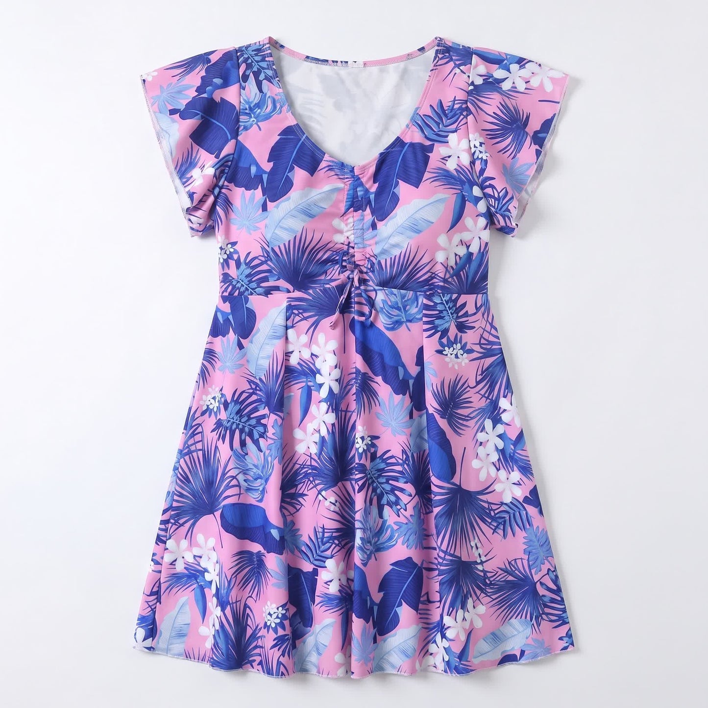 Maillot de bain à col en V à motif de feuilles tropicales - C - 5XL - image 10