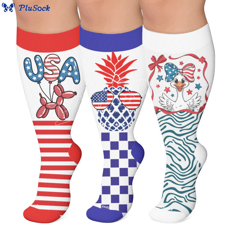 Chaussettes de compression grandes tailles à étoiles - image 0