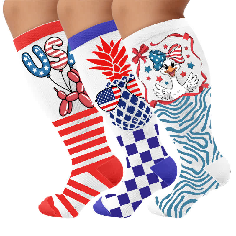 Chaussettes de compression grandes tailles à étoiles - Multicolore (3 paires) - 4XL - image 4