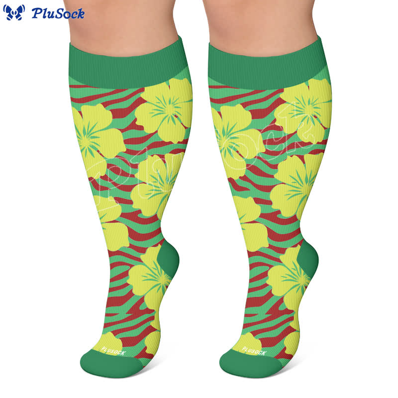Chaussettes de compression Tropical Bloom grande taille - image 5