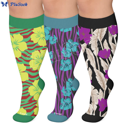 Chaussettes de compression Tropical Bloom grande taille - image 0