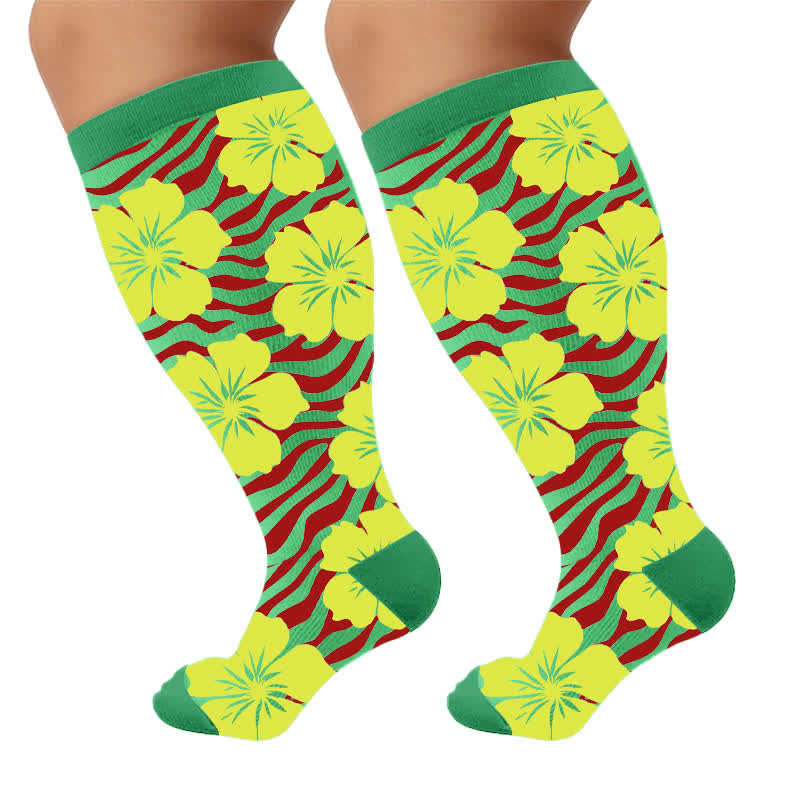 Chaussettes de compression Tropical Bloom grande taille - image 8