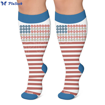 Chaussettes de compression à rayures étoiles grandes tailles - image 5
