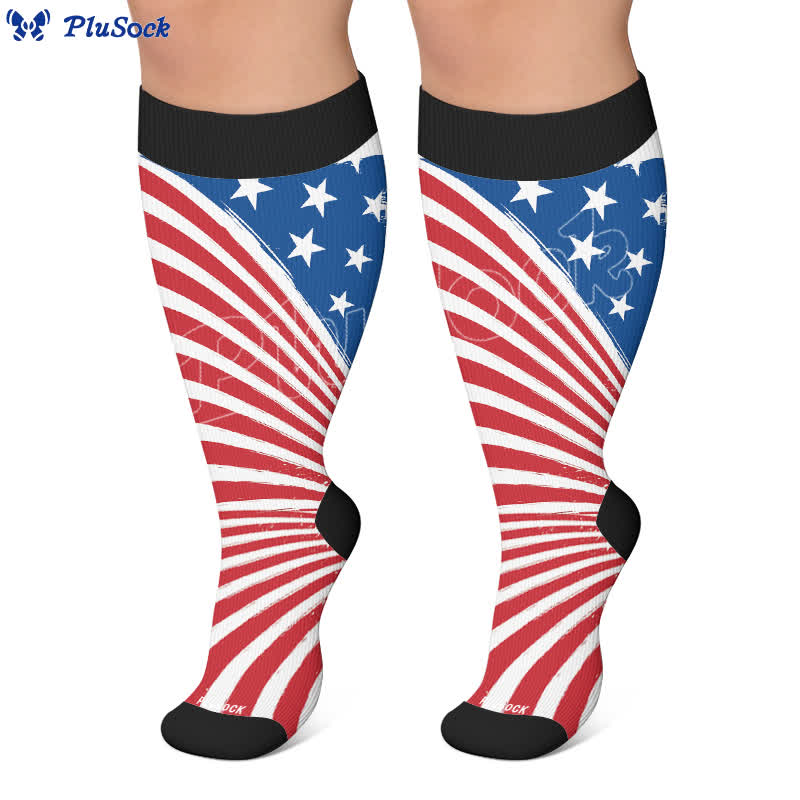 Chaussettes de compression à rayures étoiles grandes tailles - image 7