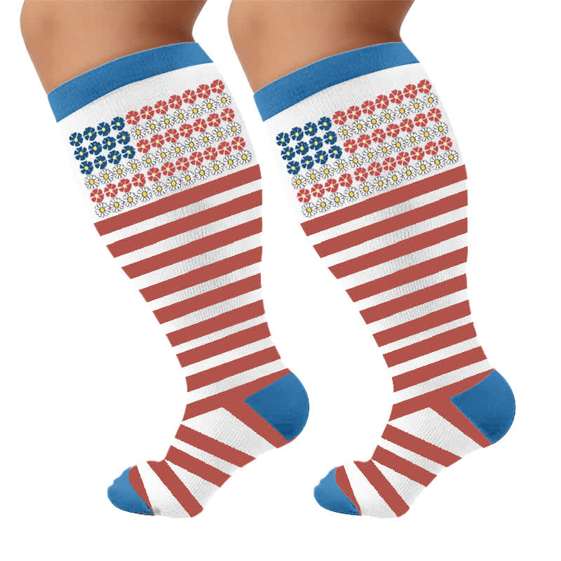 Chaussettes de compression à rayures étoiles grandes tailles - image 8