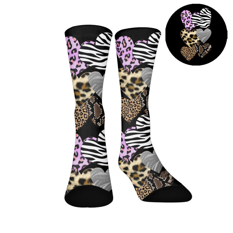 Chaussettes sexy à cœur léopard - Noir (1 paire) - EU37-44(US4-10) - image 8