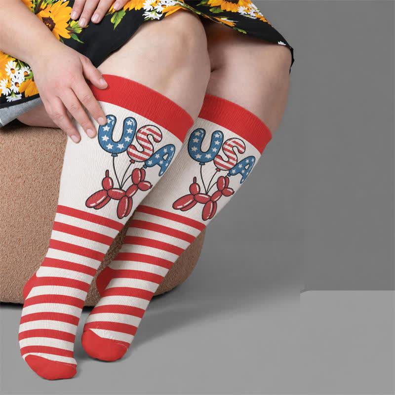 Chaussettes de compression grandes tailles à étoiles - Rouge (1 paire) - 4XL - image 1