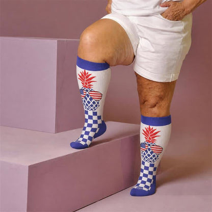 Chaussettes de compression grandes tailles à étoiles - Bleu (1 paire) - 4XL - image 2