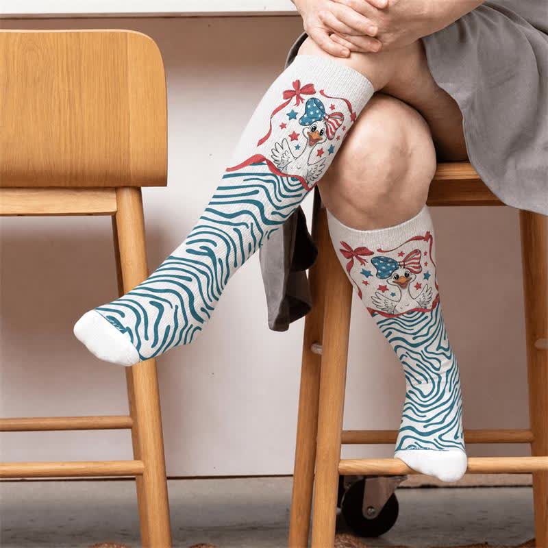 Chaussettes de compression grandes tailles à étoiles - Blanc (1 paire) - 4XL - image 3