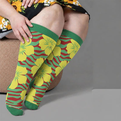 Chaussettes de compression Tropical Bloom grande taille - Vert (1 paire) - 4XL - image 1
