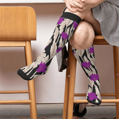 Chaussettes de compression Tropical Bloom grande taille - Noir (1 paire) - 4XL - image 3