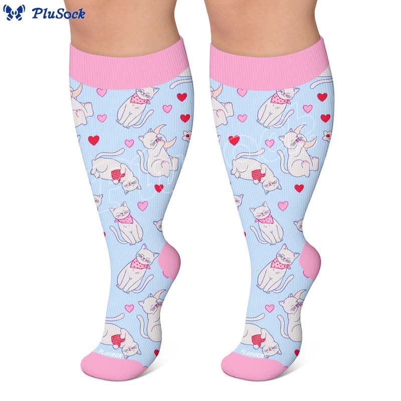 Chaussettes de compression grandes tailles à motif chat mignon - image 6