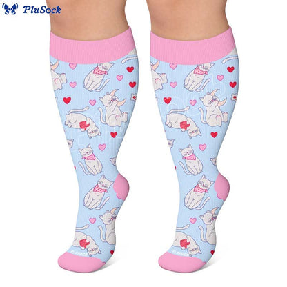 Chaussettes de compression grandes tailles à motif chat mignon - image 6