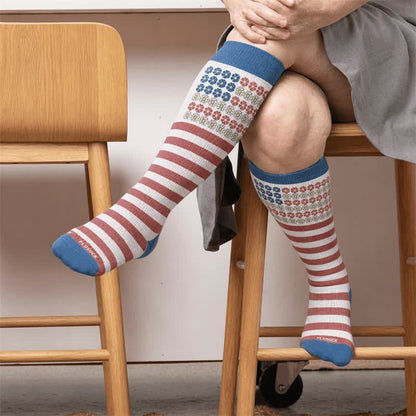 Chaussettes de compression à rayures étoiles grandes tailles - Bleu (1 paire) - 4XL - image 1