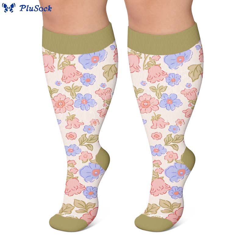 Chaussettes de compression grandes tailles à motif floral pour jardin - image 6