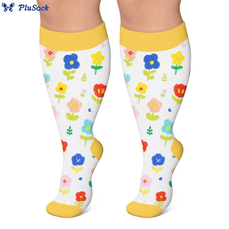 Chaussettes de compression grandes tailles à motif floral pour jardin - image 7