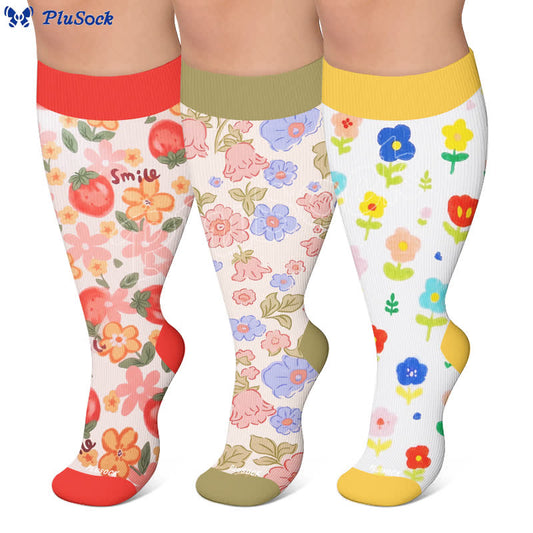Chaussettes de compression grandes tailles à motif floral pour jardin - image 0