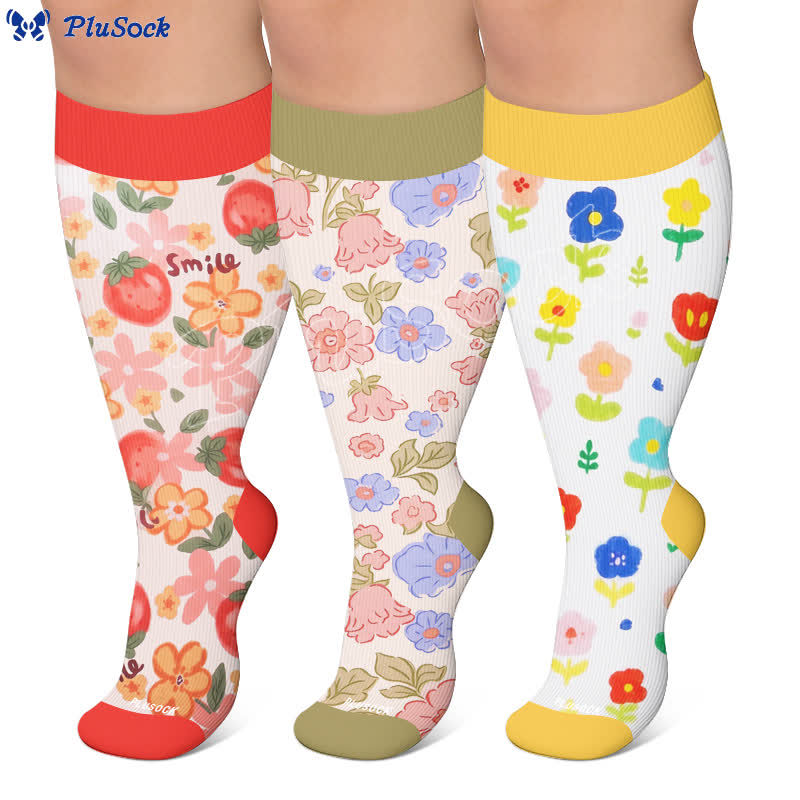 Chaussettes de compression grandes tailles à motif floral pour jardin - image 0