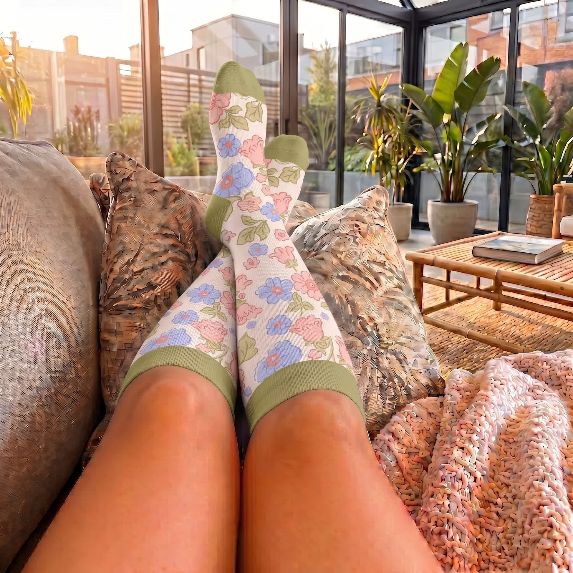 Chaussettes de compression grandes tailles à motif floral pour jardin - image 2
