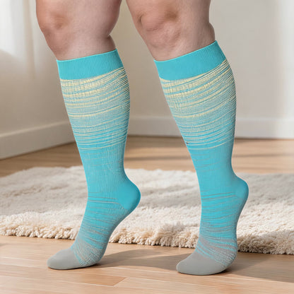 Chaussettes de compression à rayures vives grandes tailles 2XL - 7XL (3 paires) - image 1