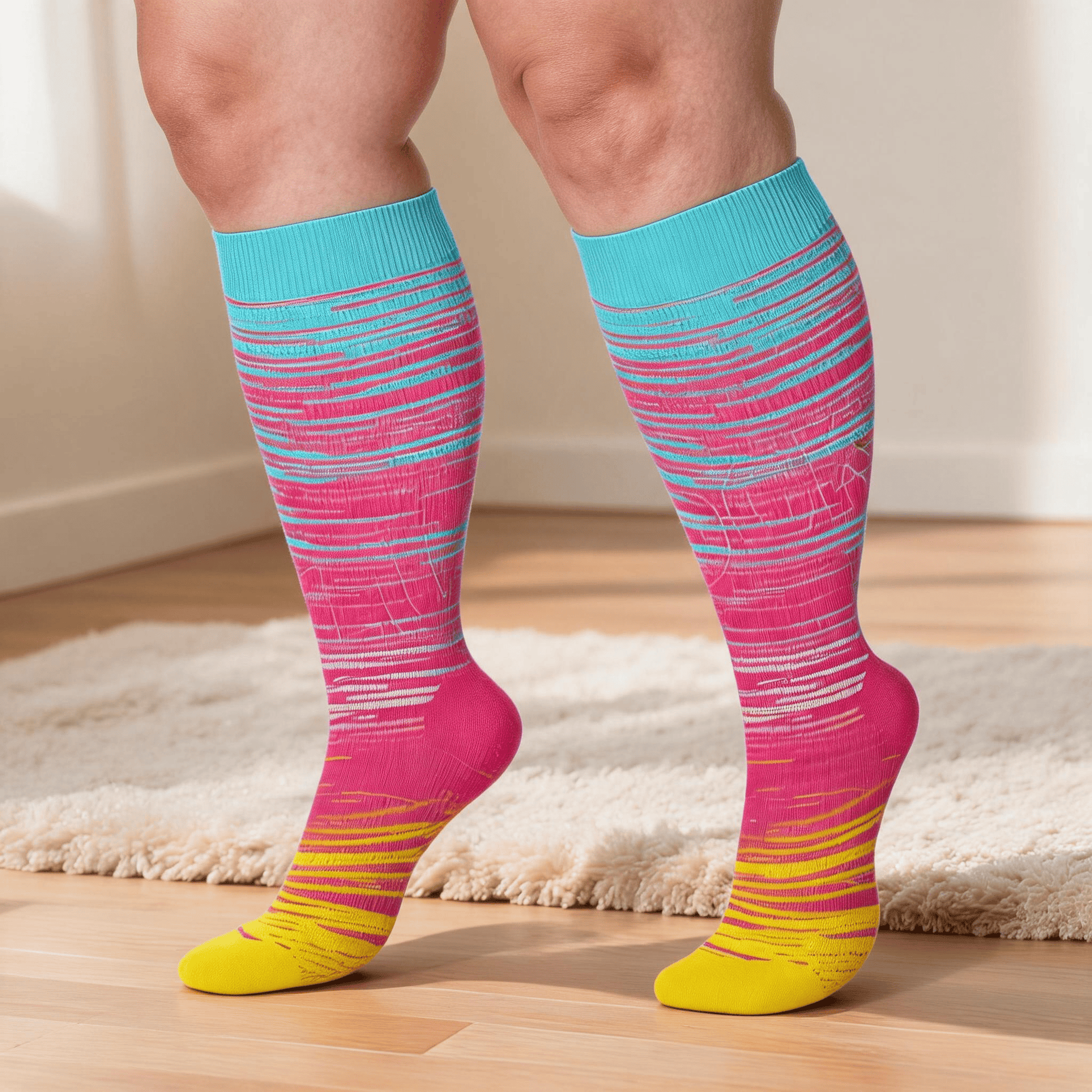 Chaussettes de compression à rayures vives grandes tailles 2XL - 7XL (3 paires) - image 3