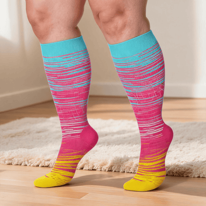 Chaussettes de compression à rayures vives grandes tailles 2XL - 7XL (3 paires) - image 3