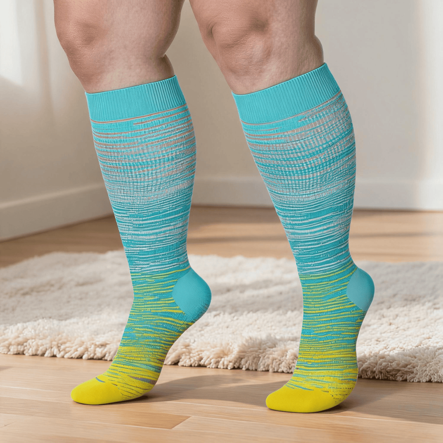Chaussettes de compression à rayures vives grandes tailles 2XL - 7XL (3 paires) - image 2