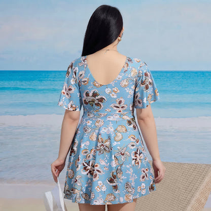 Robe de bain gainante à col en V et manches évasées - image 6