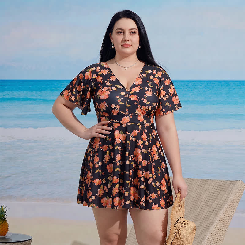 Robe de plage à col V fleuri - image 2