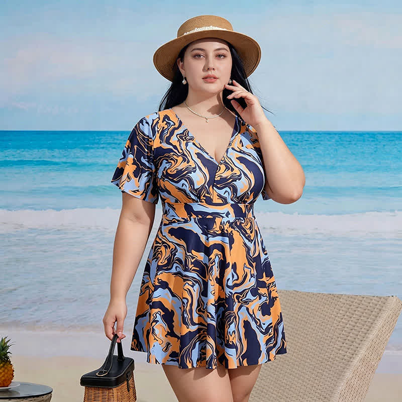 Robe de plage à col V fleuri - D - 9XL - Deux pièces - image 6