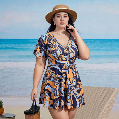 Robe de plage à col V fleuri - D - 9XL - Deux pièces - image 6