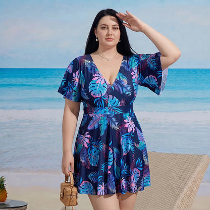Robe de plage à col V fleuri - C - 9XL - Deux pièces - image 3