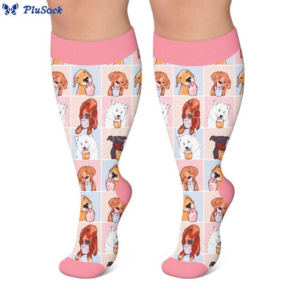 Chaussettes de compression grande taille à motif chiot - image 5