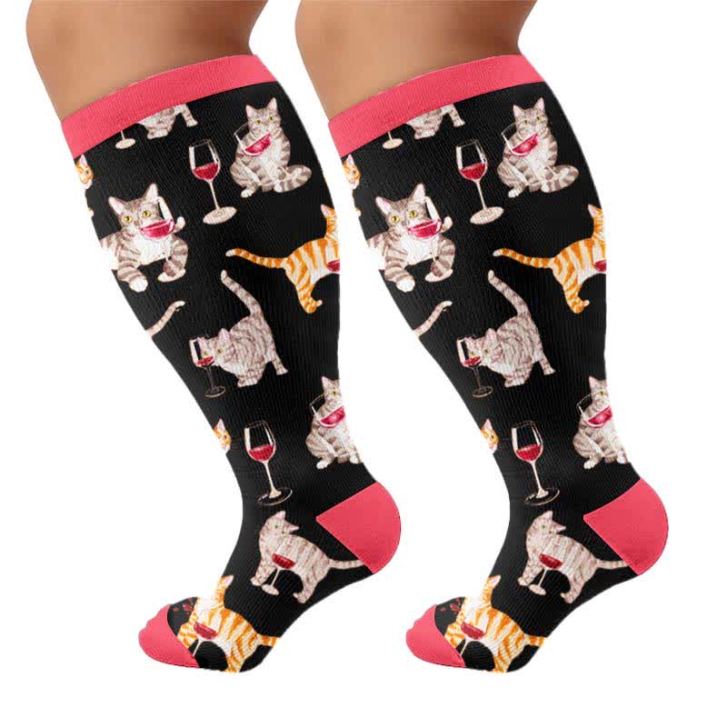 Chaussettes de compression grande taille à motif chiot - Noir (1 paire) - 4XL - image 8