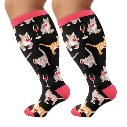 Chaussettes de compression grande taille à motif chiot - Noir (1 paire) - 4XL - image 8