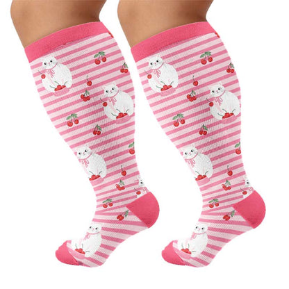 Chaussettes de compression grande taille à motif chiot - Rose (1 paire) - 4XL - image 10