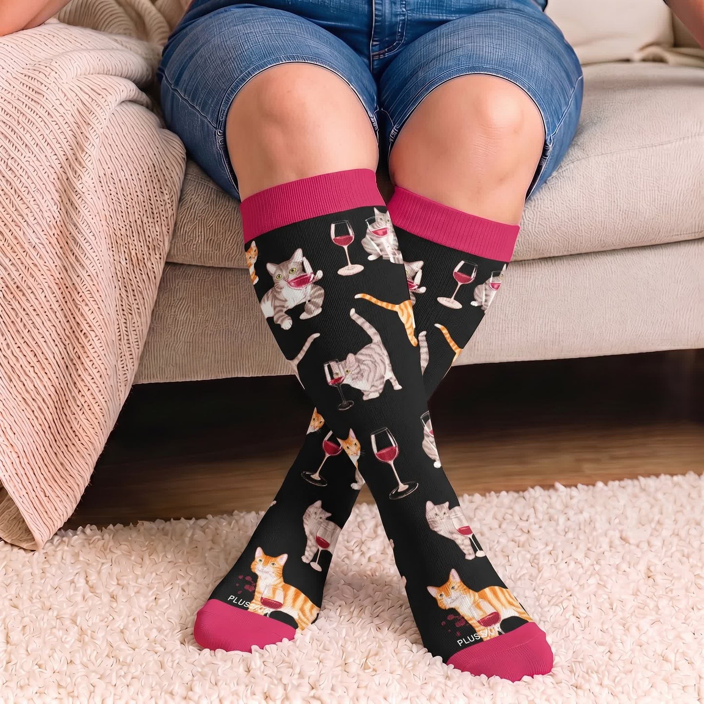 Chaussettes de compression grande taille à motif chiot - image 2