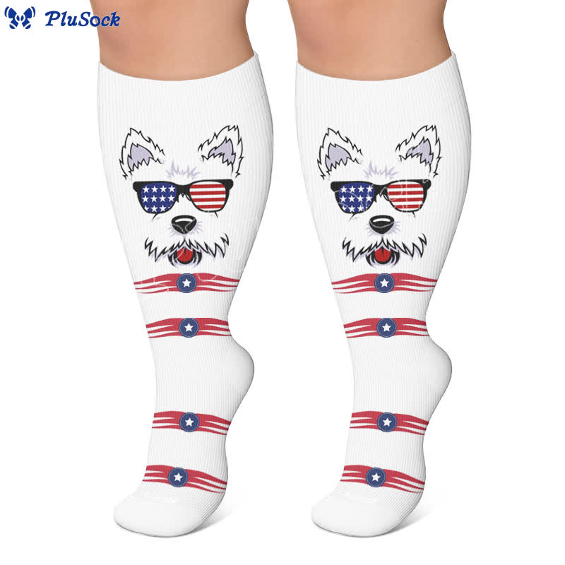 Chaussettes de compression grandes tailles à motifs d'animaux patriotiques - image 5