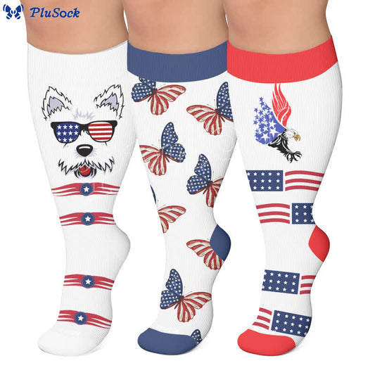 Chaussettes de compression grandes tailles à motifs d'animaux patriotiques - image 0